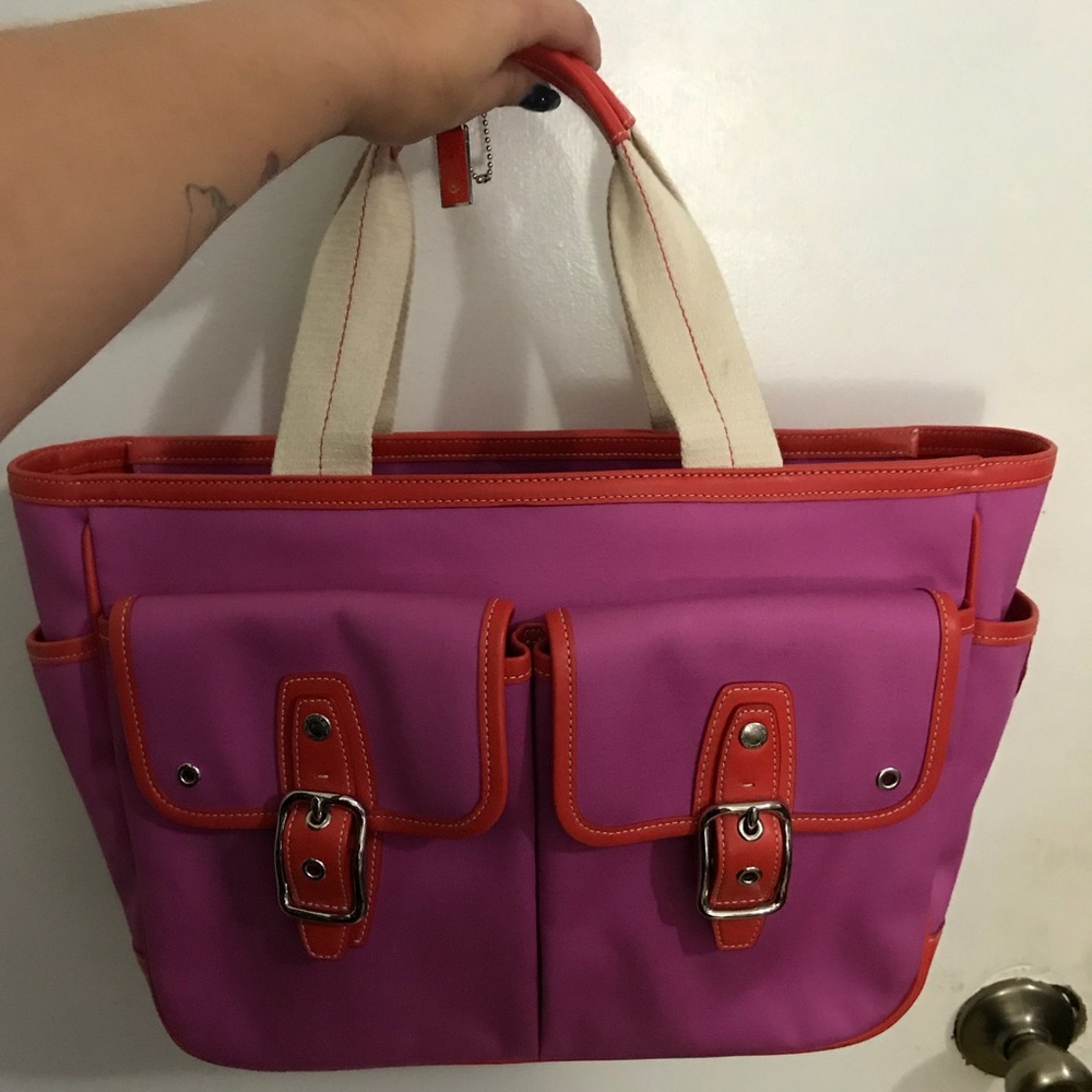 Coach pink canvas Hampton tote